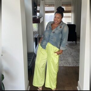 Vibrant Lime Wide-Leg Pants